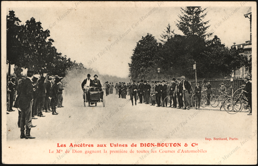 de Dion-Bouton Steam Car in a race, Postcard Front